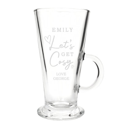 Personalised Get Cosy Latte Glass Peach Bomb Fashion, Jewellery, Homeware & Gifts Glasses & Barware