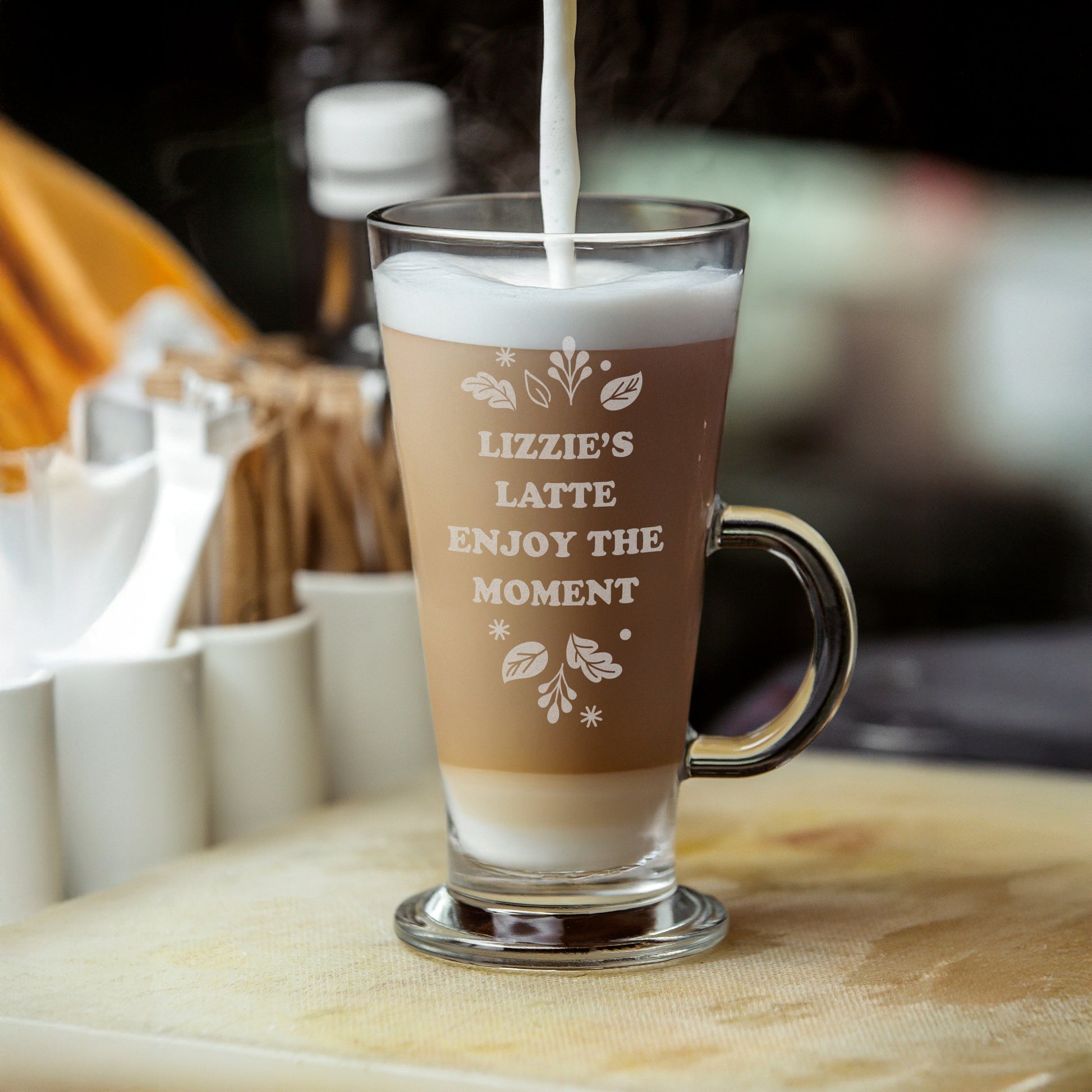 Personalised Autumn Latte Glass Peach Bomb Fashion, Jewellery, Homeware & Gifts Glasses & Barware