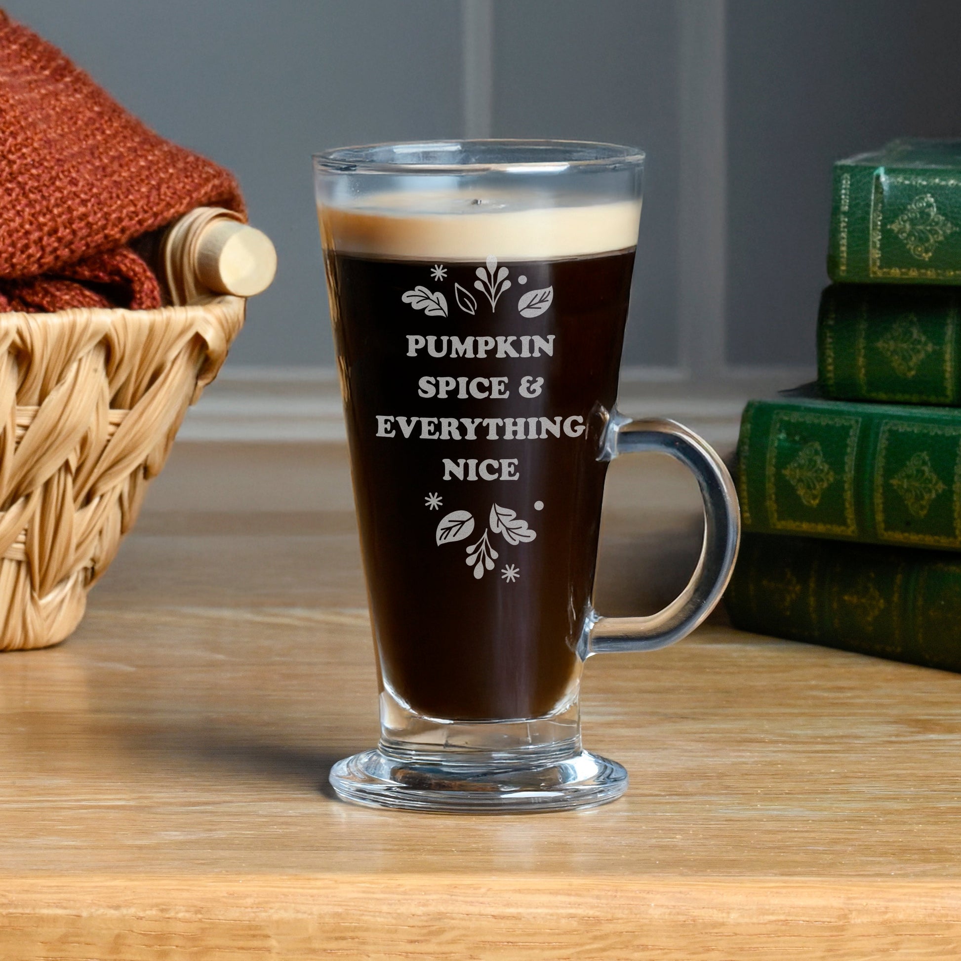 Personalised Autumn Latte Glass Peach Bomb Fashion, Jewellery, Homeware & Gifts Glasses & Barware