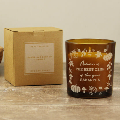 Personalised Pumpkins Amber Glass Candle Peach Bomb Fashion, Jewellery, Homeware & Gifts Candles & Reed Diffusers