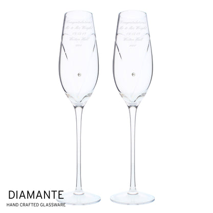 Personalised Hand Cut Heart Pair of Flutes with Gift Box Peach Bomb Fashion, Jewellery, Homeware & Gifts Glasses & Barware