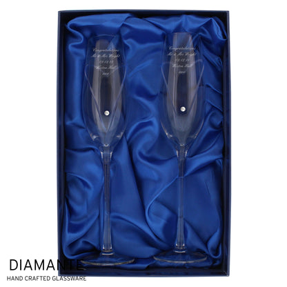 Personalised Hand Cut Heart Pair of Flutes with Gift Box Peach Bomb Fashion, Jewellery, Homeware & Gifts Glasses & Barware
