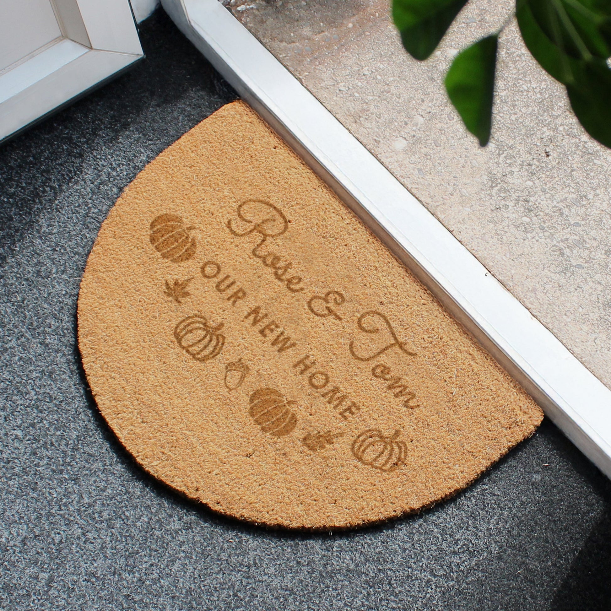 Personalised Pumpkin Half Moon Doormat Peach Bomb Fashion, Jewellery, Homeware & Gifts Doormats
