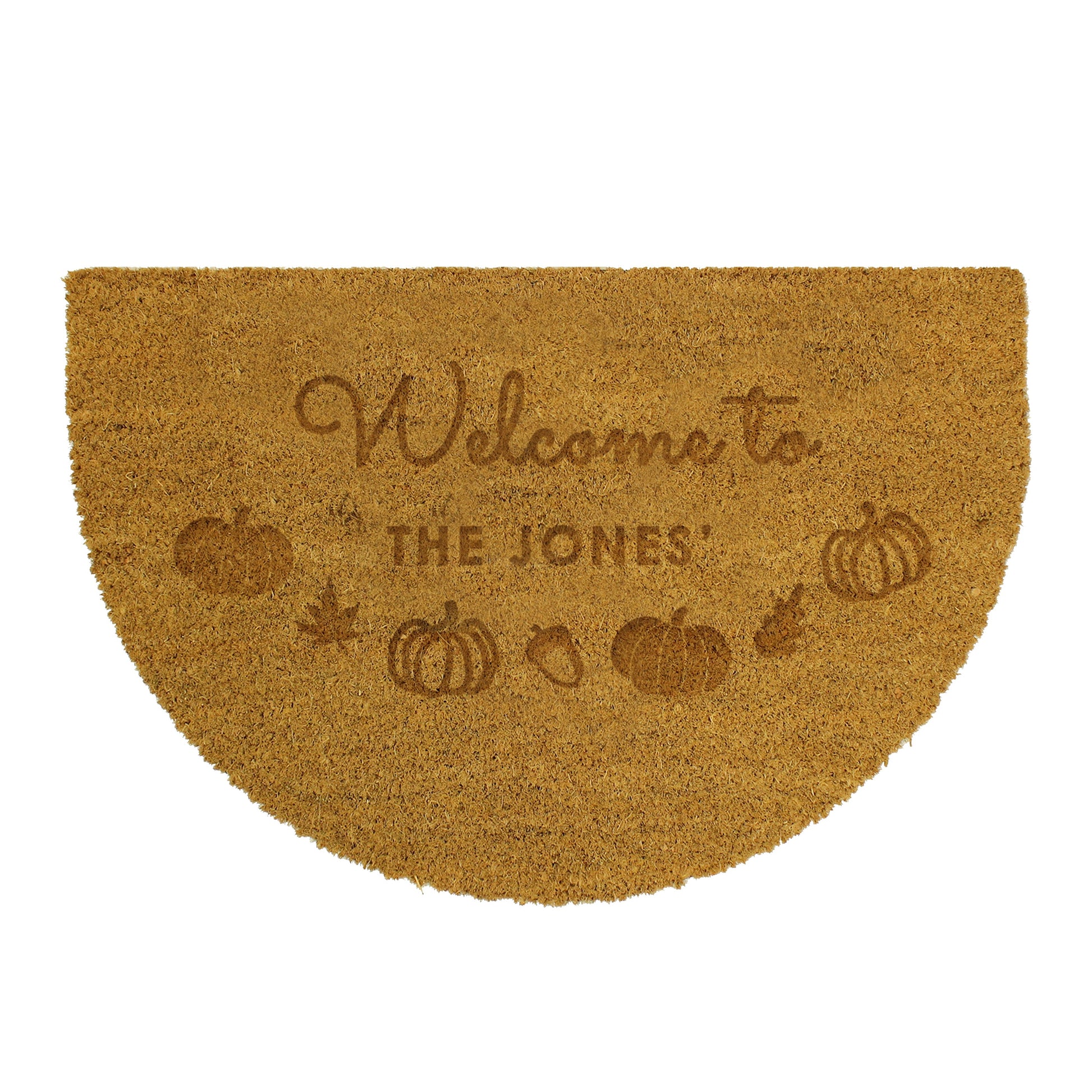 Personalised Pumpkin Half Moon Doormat Peach Bomb Fashion, Jewellery, Homeware & Gifts Doormats