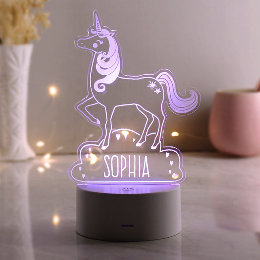 Personalised Unicorn LED Colour Changing Night Light Peach Bomb Fashion, Jewellery, Homeware & Gifts LED Lights, Candles & Decorations