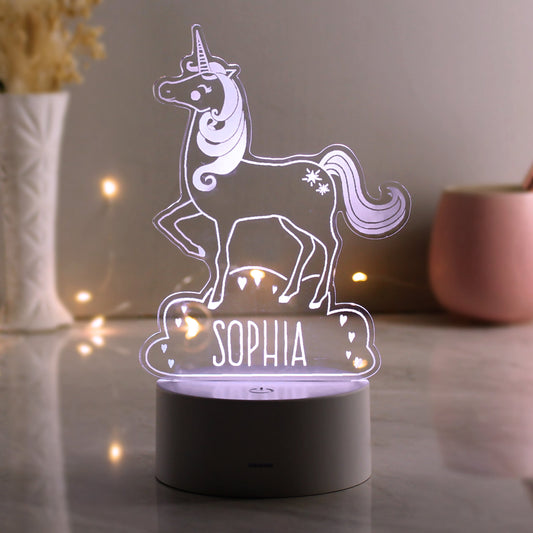 Personalised Unicorn LED Colour Changing Night Light Peach Bomb Fashion, Jewellery, Homeware & Gifts LED Lights, Candles & Decorations