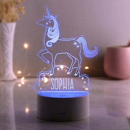 Personalised Unicorn LED Colour Changing Night Light Peach Bomb Fashion, Jewellery, Homeware & Gifts LED Lights, Candles & Decorations