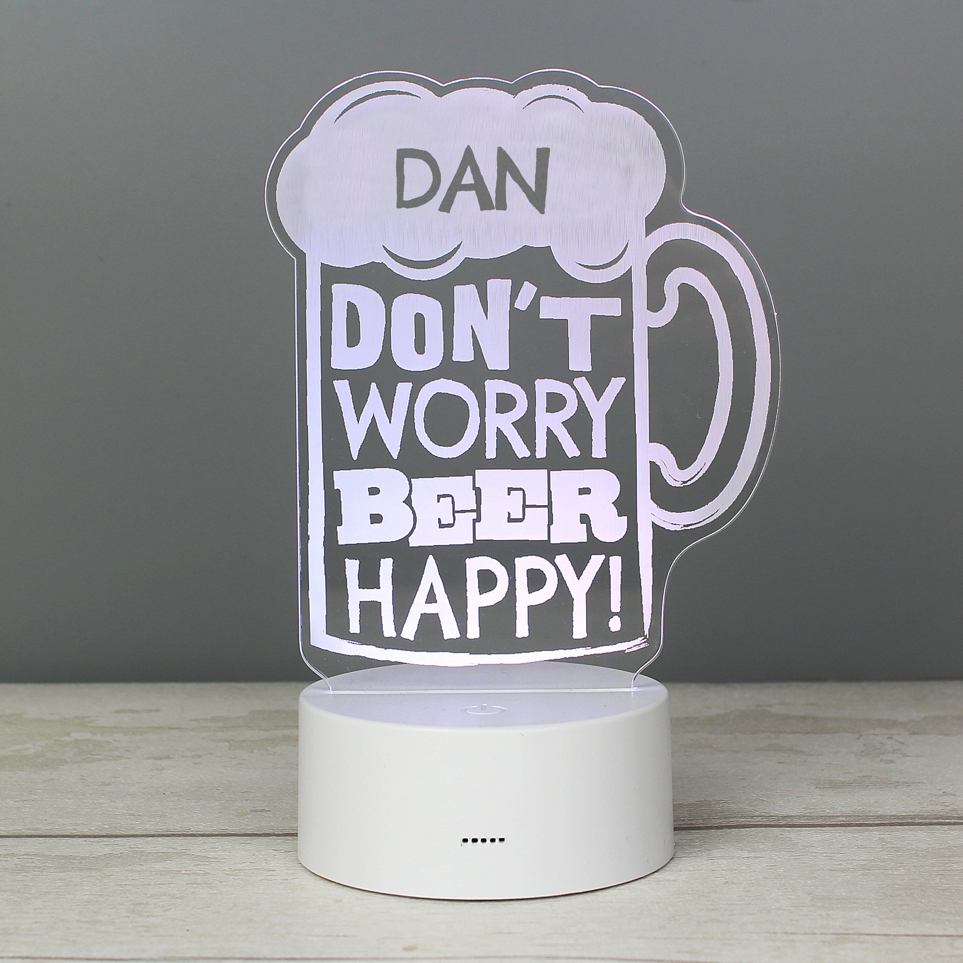 Personalised ""Beer Happy""  LED Colour Changing Light Peach Bomb Fashion, Jewellery, Homeware & Gifts LED Lights, Candles & Decorations