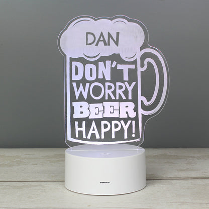 Personalised ""Beer Happy""  LED Colour Changing Light Peach Bomb Fashion, Jewellery, Homeware & Gifts LED Lights, Candles & Decorations