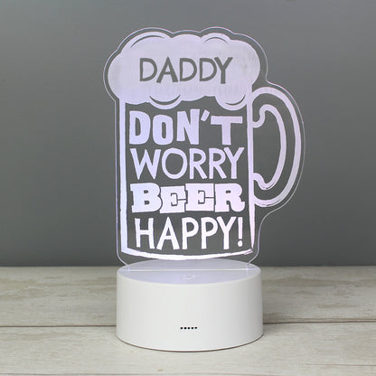 Personalised ""Beer Happy""  LED Colour Changing Light Peach Bomb Fashion, Jewellery, Homeware & Gifts LED Lights, Candles & Decorations