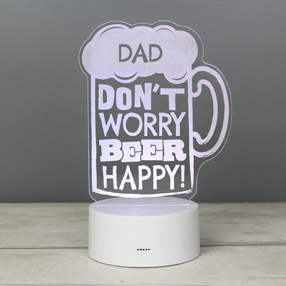 Personalised ""Beer Happy""  LED Colour Changing Light Peach Bomb Fashion, Jewellery, Homeware & Gifts LED Lights, Candles & Decorations