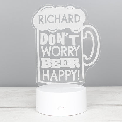 Personalised ""Beer Happy""  LED Colour Changing Light Peach Bomb Fashion, Jewellery, Homeware & Gifts LED Lights, Candles & Decorations