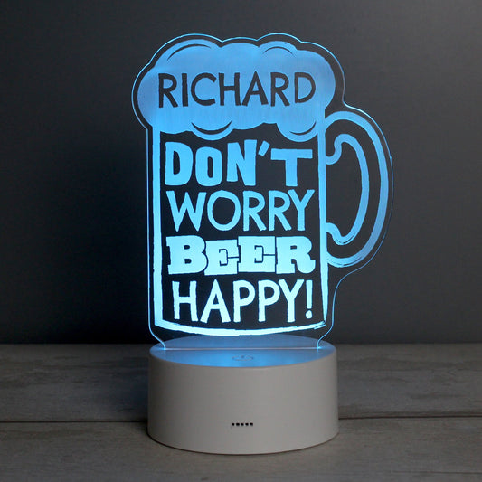 Personalised ""Beer Happy""  LED Colour Changing Light Peach Bomb Fashion, Jewellery, Homeware & Gifts LED Lights, Candles & Decorations