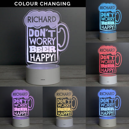 Personalised ""Beer Happy""  LED Colour Changing Light Peach Bomb Fashion, Jewellery, Homeware & Gifts LED Lights, Candles & Decorations