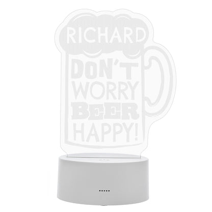 Personalised ""Beer Happy""  LED Colour Changing Light Peach Bomb Fashion, Jewellery, Homeware & Gifts LED Lights, Candles & Decorations