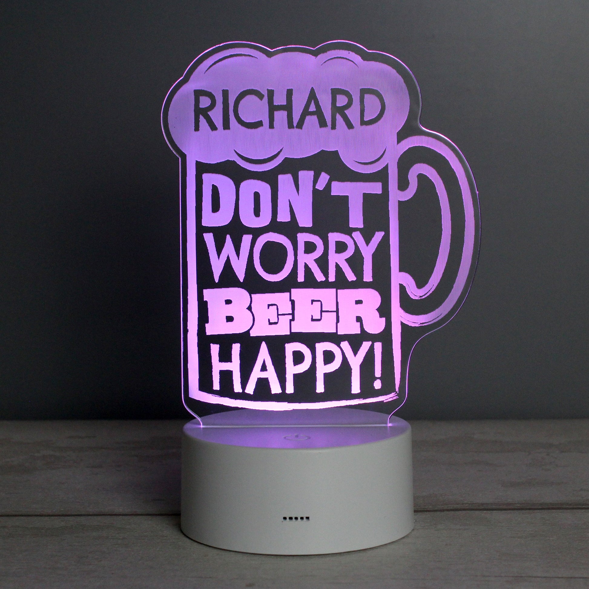 Personalised ""Beer Happy""  LED Colour Changing Light Peach Bomb Fashion, Jewellery, Homeware & Gifts LED Lights, Candles & Decorations