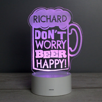 Personalised ""Beer Happy""  LED Colour Changing Light Peach Bomb Fashion, Jewellery, Homeware & Gifts LED Lights, Candles & Decorations