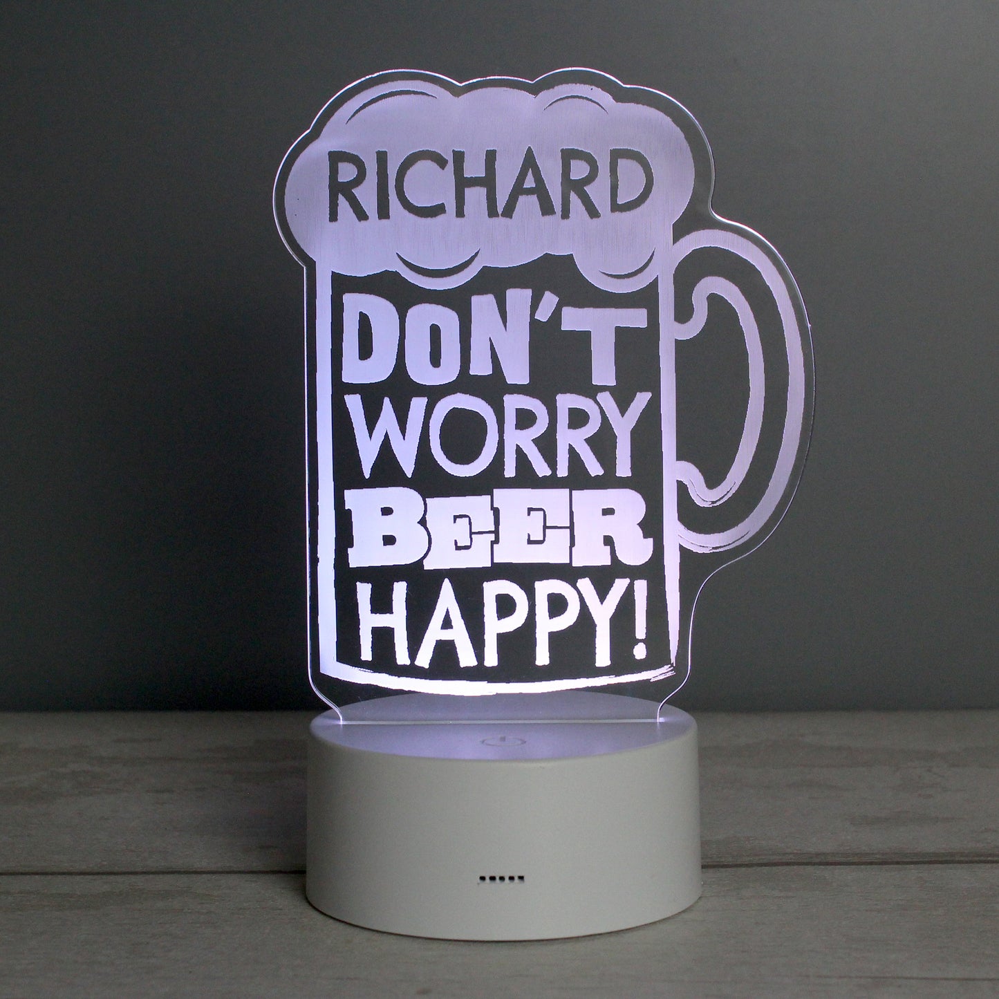 Personalised ""Beer Happy""  LED Colour Changing Light Peach Bomb Fashion, Jewellery, Homeware & Gifts LED Lights, Candles & Decorations