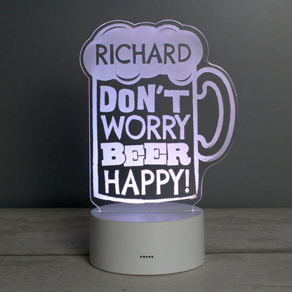 Personalised ""Beer Happy""  LED Colour Changing Light Peach Bomb Fashion, Jewellery, Homeware & Gifts LED Lights, Candles & Decorations