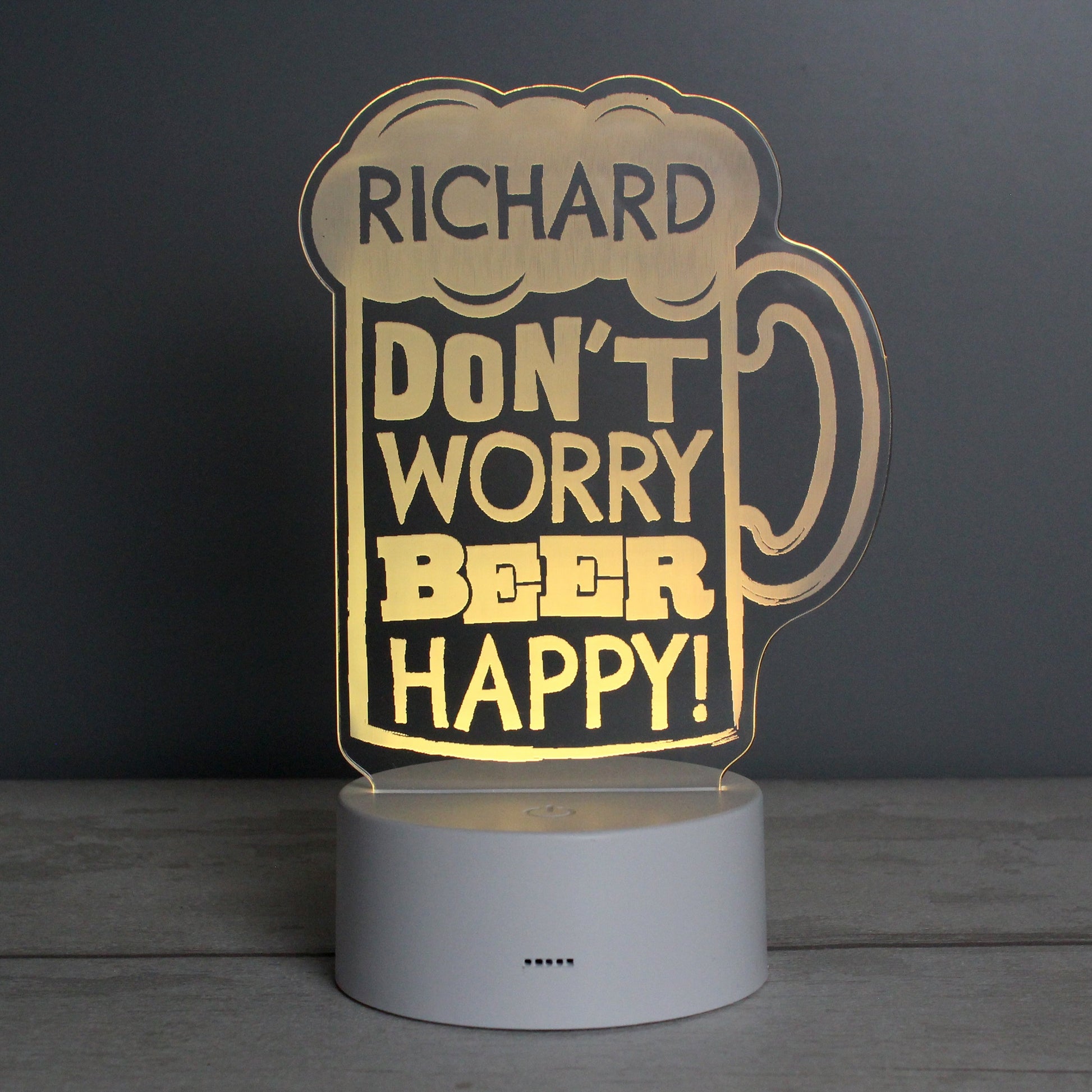Personalised ""Beer Happy""  LED Colour Changing Light Peach Bomb Fashion, Jewellery, Homeware & Gifts LED Lights, Candles & Decorations