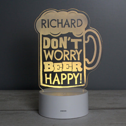 Personalised ""Beer Happy""  LED Colour Changing Light Peach Bomb Fashion, Jewellery, Homeware & Gifts LED Lights, Candles & Decorations
