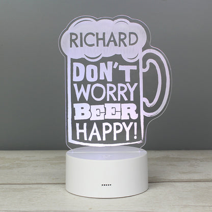 Personalised ""Beer Happy""  LED Colour Changing Light Peach Bomb Fashion, Jewellery, Homeware & Gifts LED Lights, Candles & Decorations