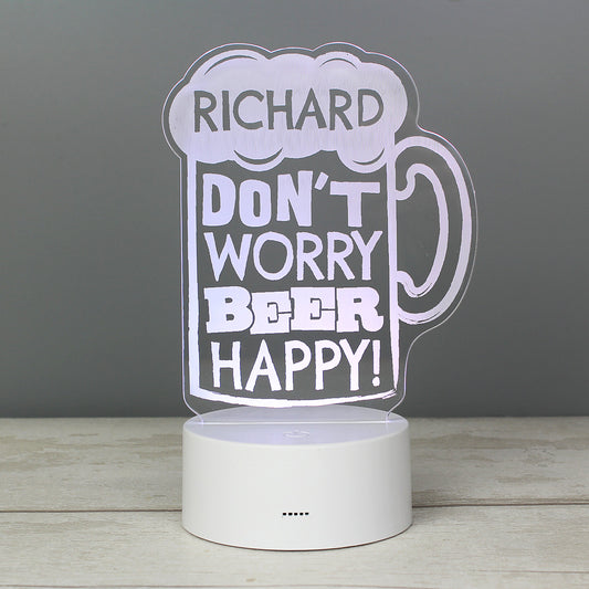 Personalised ""Beer Happy""  LED Colour Changing Light Peach Bomb Fashion, Jewellery, Homeware & Gifts LED Lights, Candles & Decorations