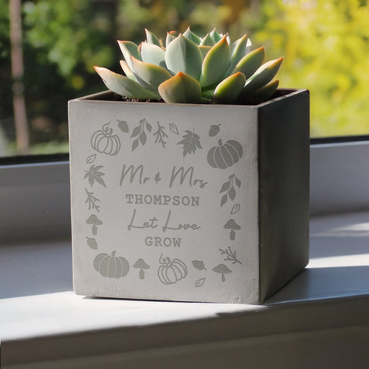Personalised Pumpkin Concrete Plant Pot Peach Bomb Fashion, Jewellery, Homeware & Gifts Vases