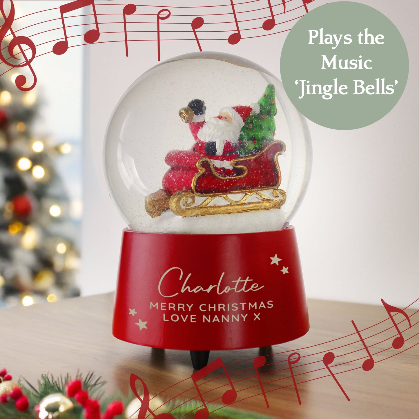 Personalised Musical Santa Globe Peach Bomb Fashion, Jewellery, Homeware & Gifts Ornaments