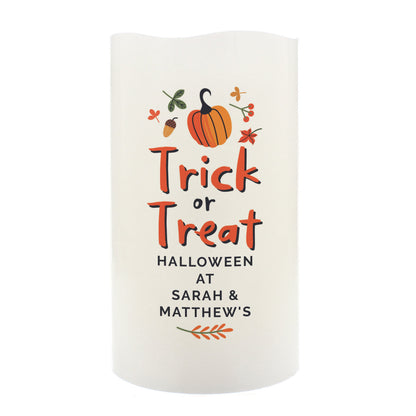 Personalised Trick or Treat LED Candle Peach Bomb Fashion, Jewellery, Homeware & Gifts LED Lights, Candles & Decorations