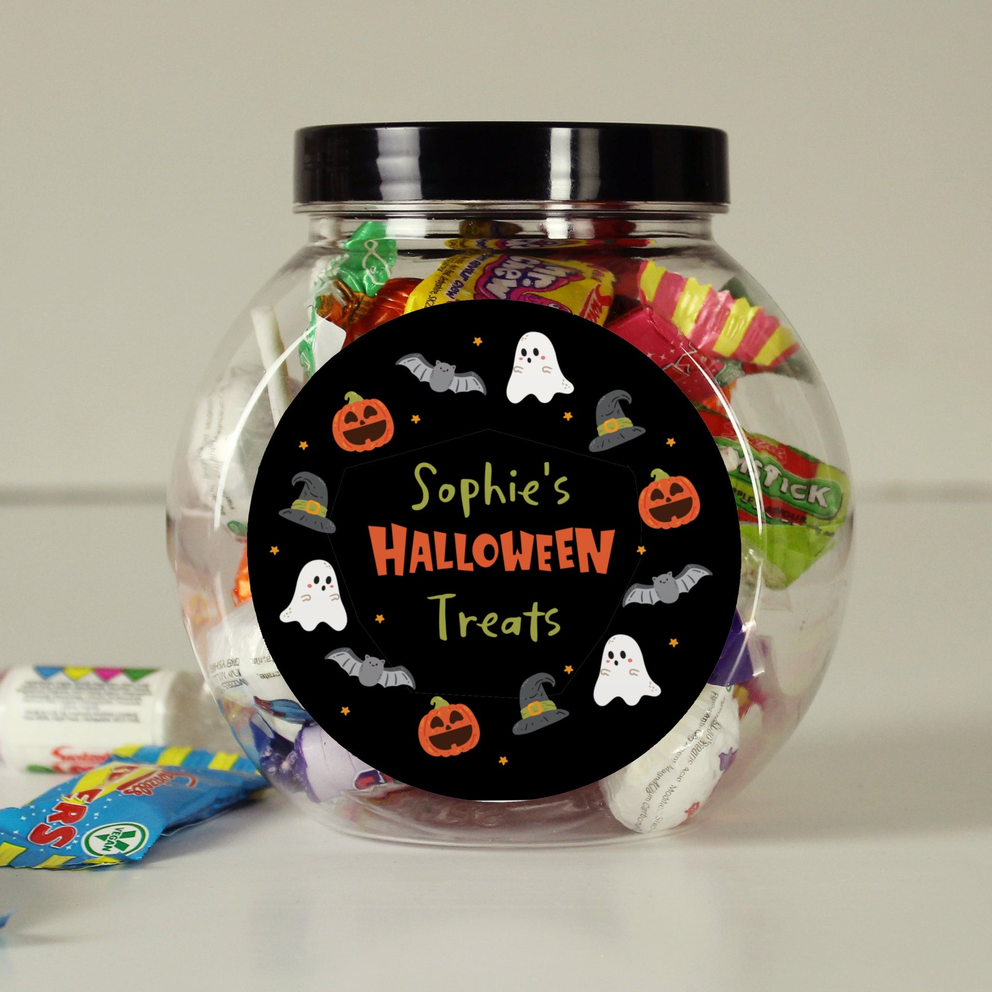 Personalised Halloween Sweets Jar Peach Bomb Fashion, Jewellery, Homeware & Gifts Confectionery