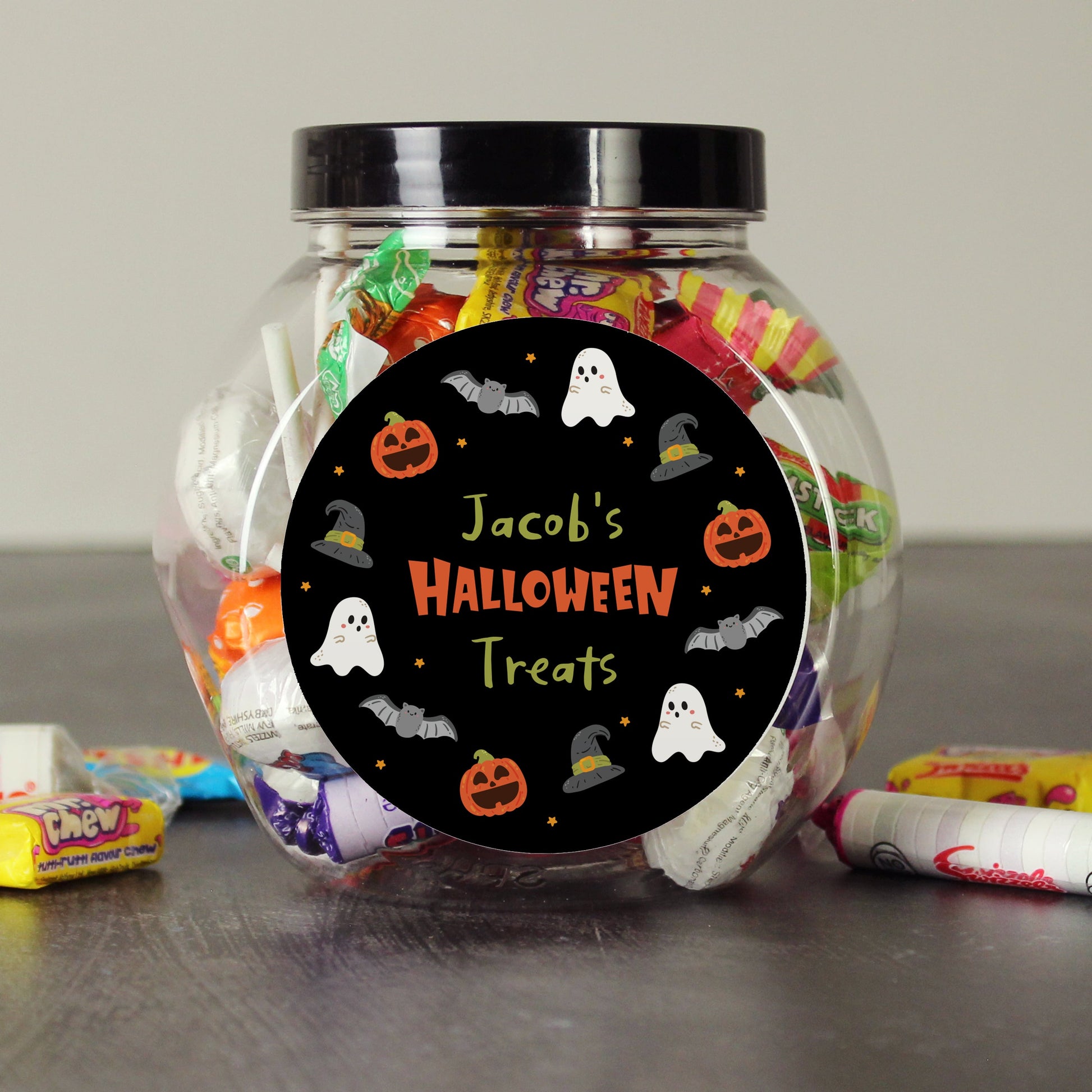Personalised Halloween Sweets Jar Peach Bomb Fashion, Jewellery, Homeware & Gifts Confectionery