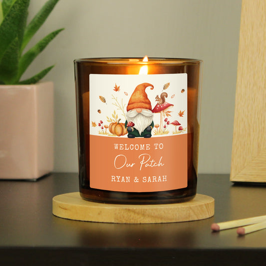 Personalised Autumn Gonk Amber Glass Candle Peach Bomb Fashion, Jewellery, Homeware & Gifts Candles & Reed Diffusers