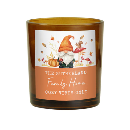 Personalised Autumn Gonk Amber Glass Candle Peach Bomb Fashion, Jewellery, Homeware & Gifts Candles & Reed Diffusers