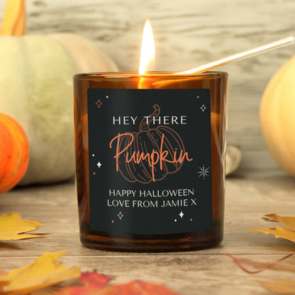Personalised Pumpkin Amber Glass Candle Peach Bomb Fashion, Jewellery, Homeware & Gifts Candles & Reed Diffusers