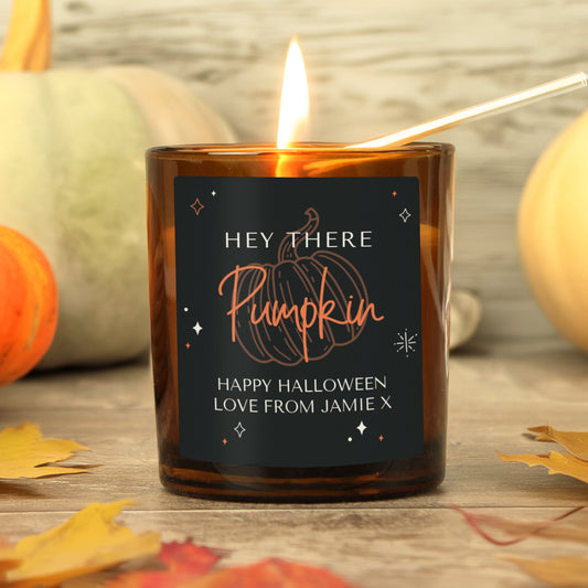 Personalised Pumpkin Amber Glass Candle Peach Bomb Fashion, Jewellery, Homeware & Gifts Candles & Reed Diffusers