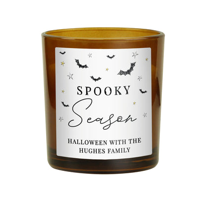 Personalised Spooky Amber Glass Candle Peach Bomb Fashion, Jewellery, Homeware & Gifts Candles & Reed Diffusers