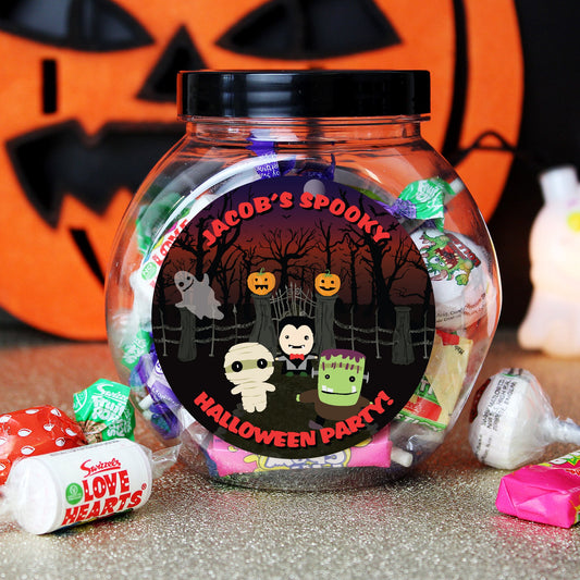 Personalised Halloween Characters Sweet Jar Peach Bomb Fashion, Jewellery, Homeware & Gifts Confectionery