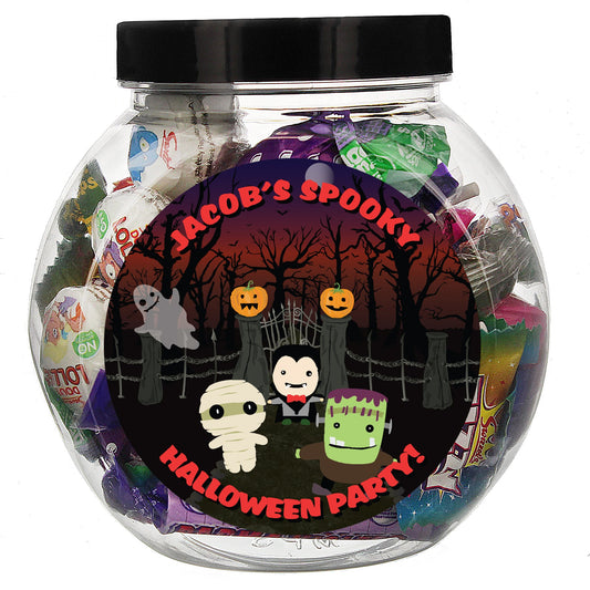 Personalised Halloween Characters Sweet Jar Peach Bomb Fashion, Jewellery, Homeware & Gifts Confectionery