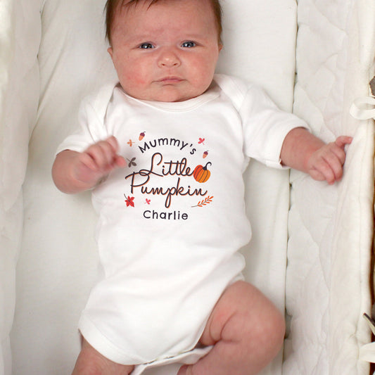 Personalised Little Pumpkin Baby Vest Peach Bomb Fashion, Jewellery, Homeware & Gifts Clothing