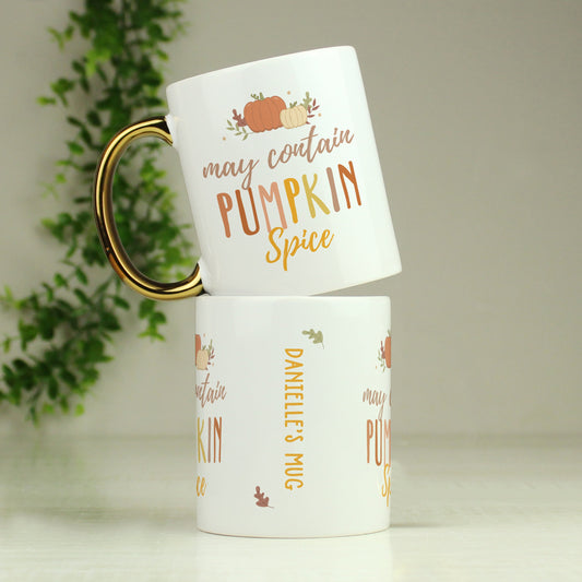 Personalised Pumpkin Spice Gold Handle Mug Peach Bomb Fashion, Jewellery, Homeware & Gifts Mugs