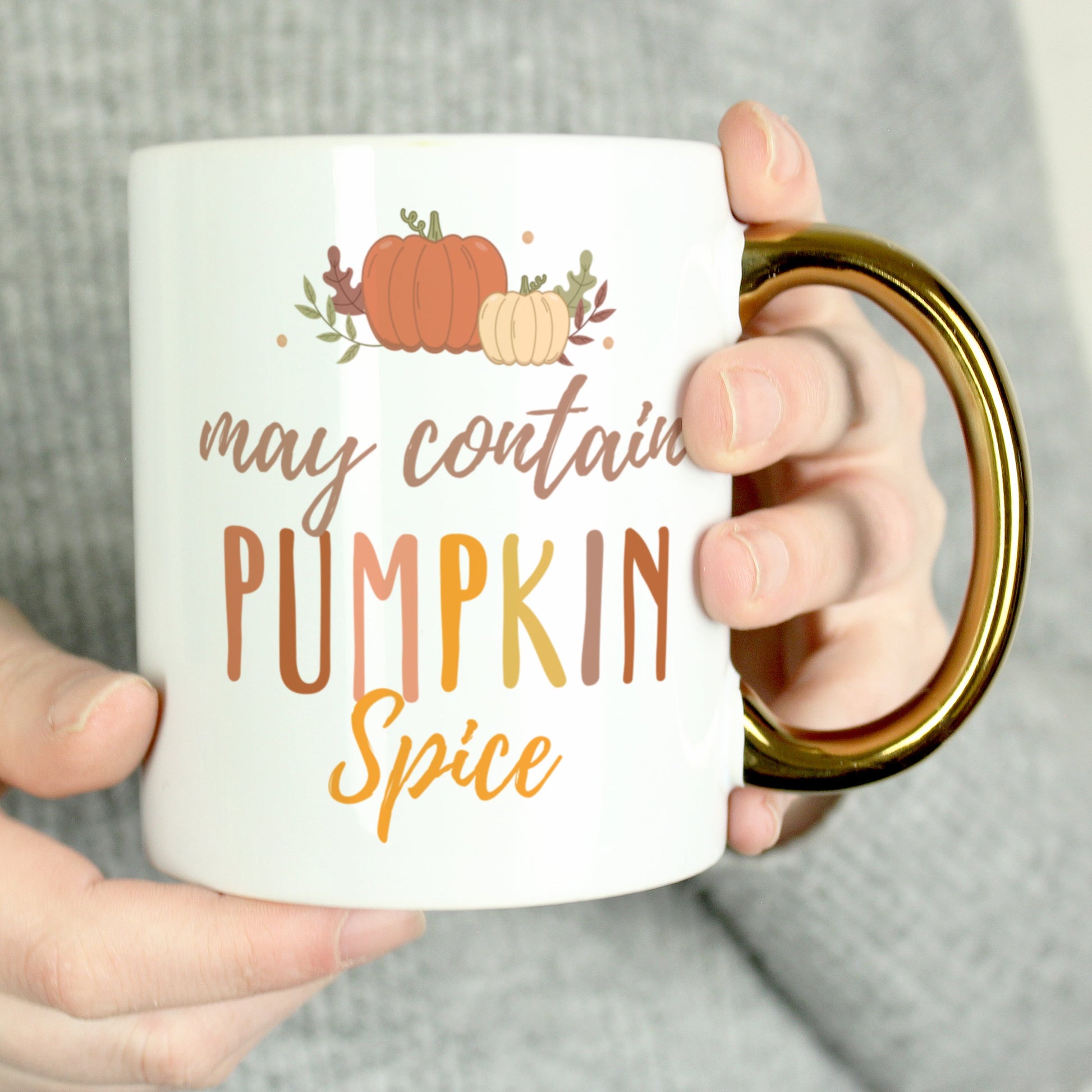 Personalised Pumpkin Spice Gold Handle Mug Peach Bomb Fashion, Jewellery, Homeware & Gifts Mugs