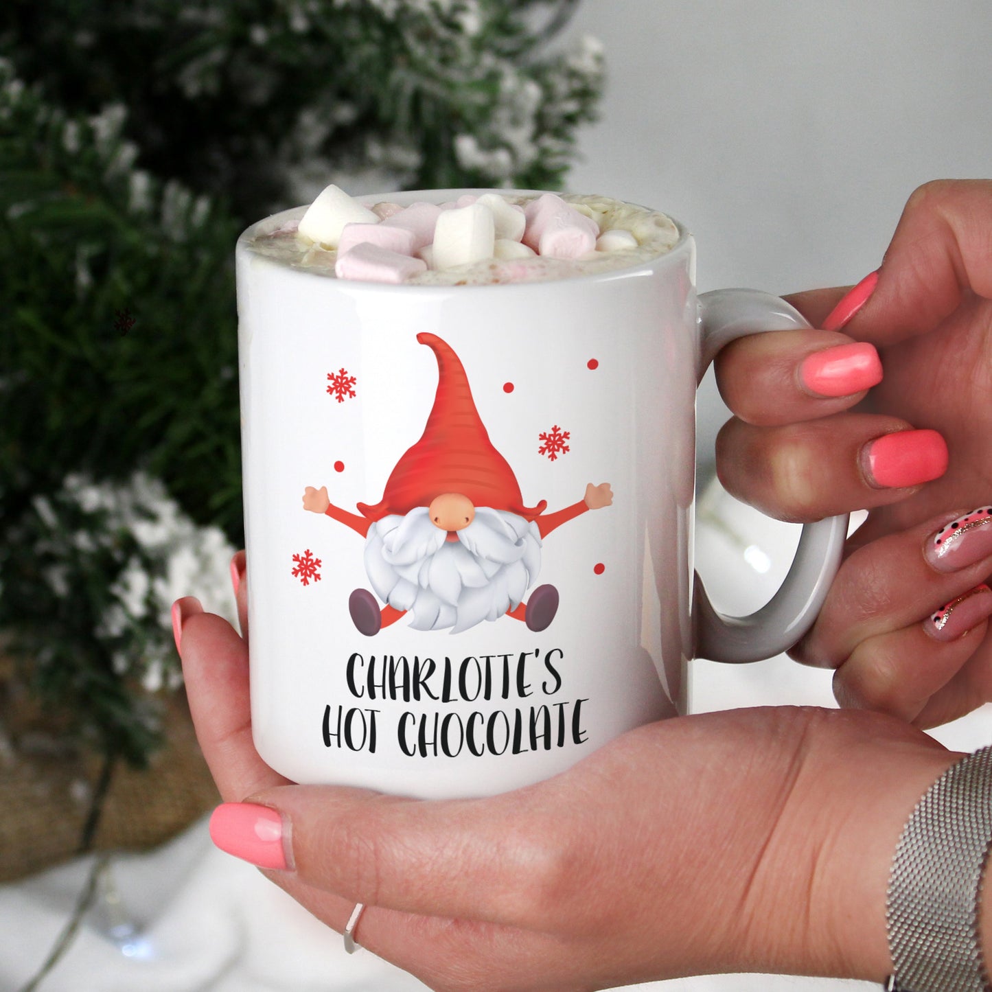 Personalised Red Gonk Christmas Mug Peach Bomb Fashion, Jewellery, Homeware & Gifts Mugs