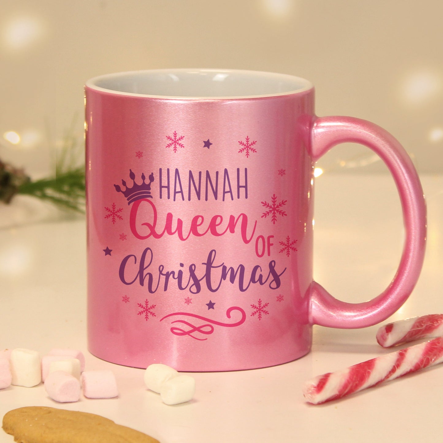 Personalised Queen Of Christmas Pink Mug Peach Bomb Fashion, Jewellery, Homeware & Gifts Mugs
