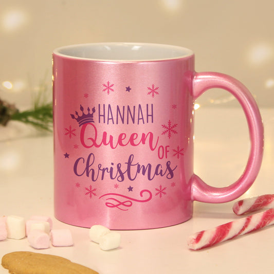 Personalised Queen Of Christmas Pink Mug Peach Bomb Fashion, Jewellery, Homeware & Gifts Mugs