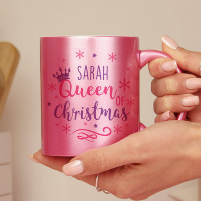 Personalised Queen Of Christmas Pink Mug Peach Bomb Fashion, Jewellery, Homeware & Gifts Mugs