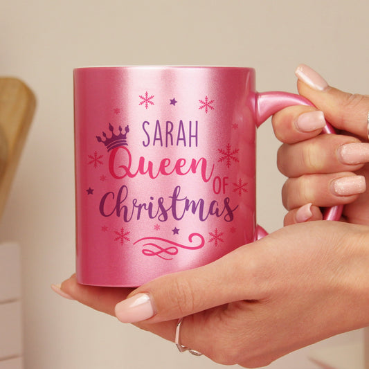 Personalised Queen Of Christmas Pink Mug Peach Bomb Fashion, Jewellery, Homeware & Gifts Mugs