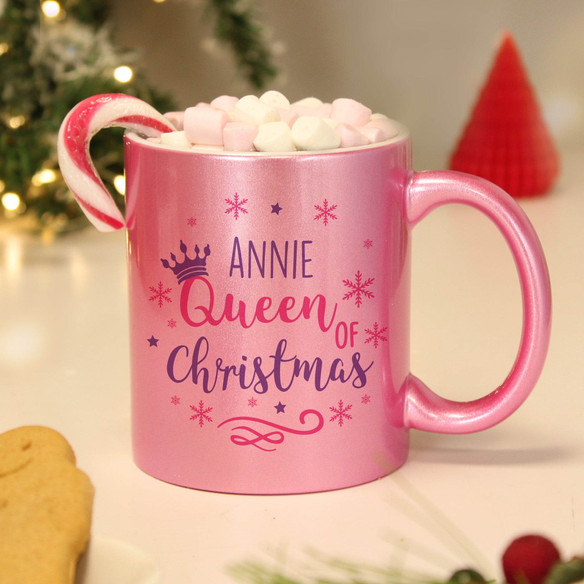 Personalised Queen Of Christmas Pink Mug Peach Bomb Fashion, Jewellery, Homeware & Gifts Mugs