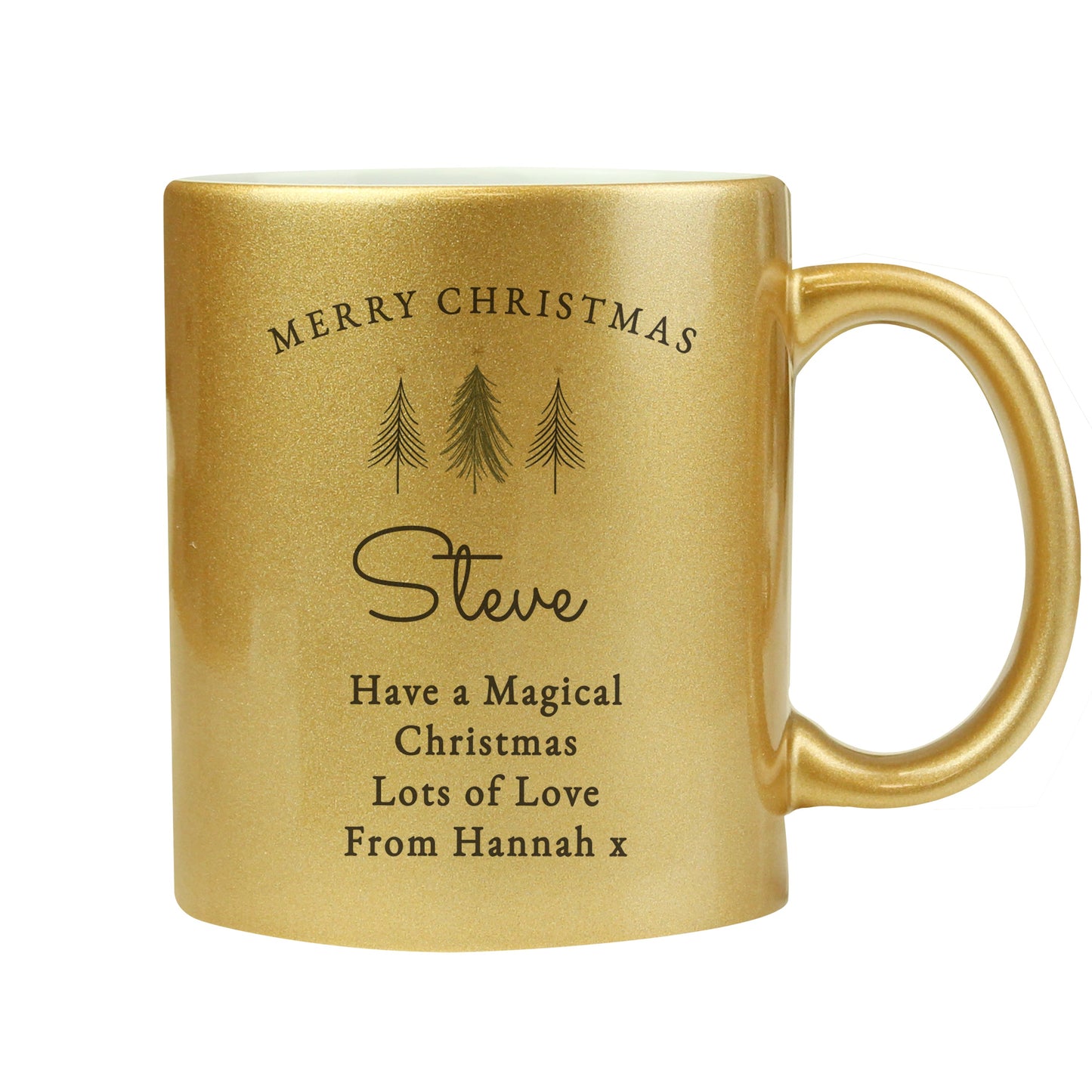 Personalised Christmas Tree Gold Glitter Mug Peach Bomb Fashion, Jewellery, Homeware & Gifts Mugs