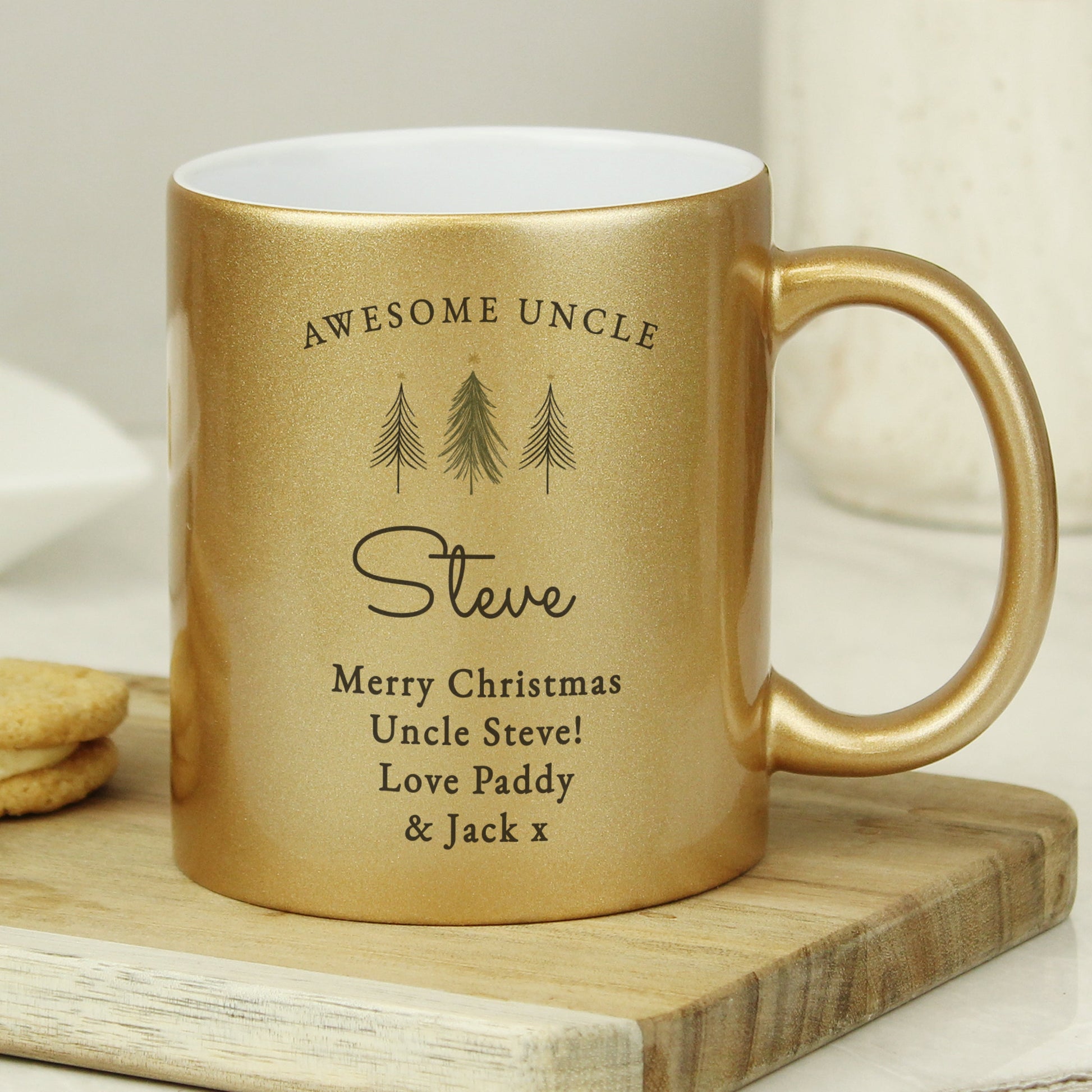 Personalised Christmas Tree Gold Glitter Mug Peach Bomb Fashion, Jewellery, Homeware & Gifts Mugs